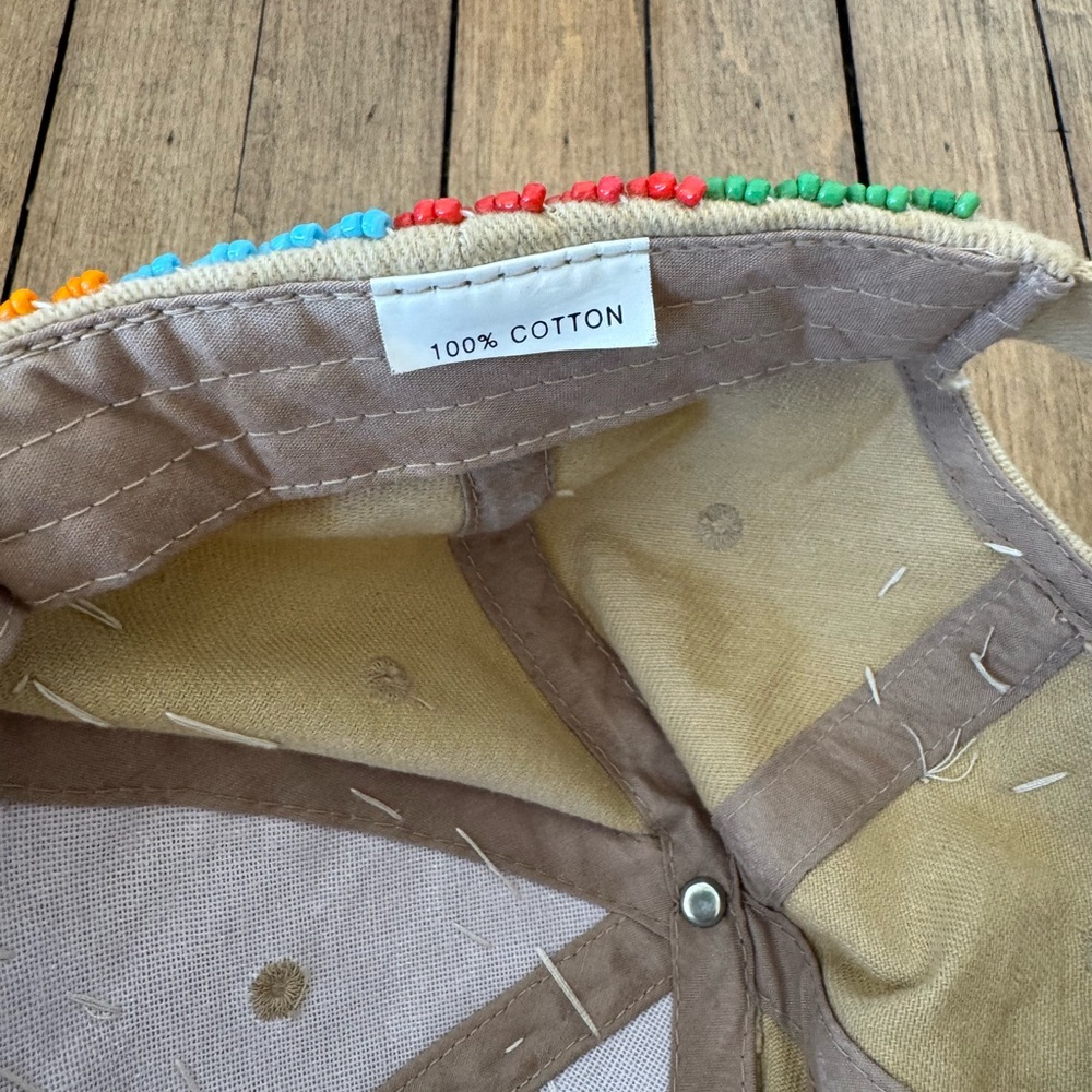 Boho Rainbow Sun Beaded Shell Beach Baseball Hat - Picture 9 of 9